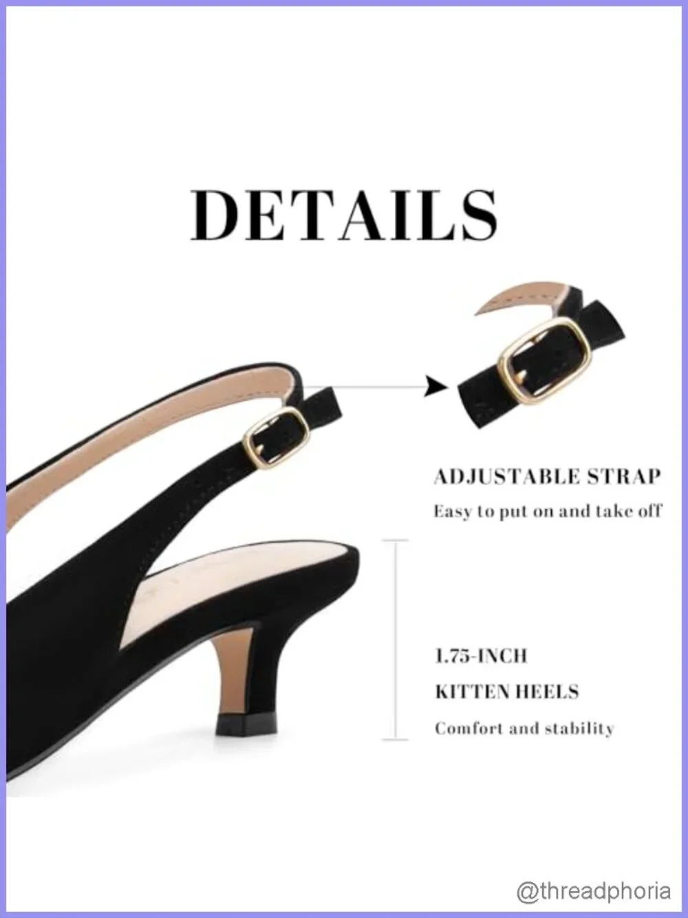 Women's Kitten Heels Slingback Pointed Toe Ankle Strap Faux Leather Pumps